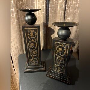 Elegant Black and Gold Candle Holders